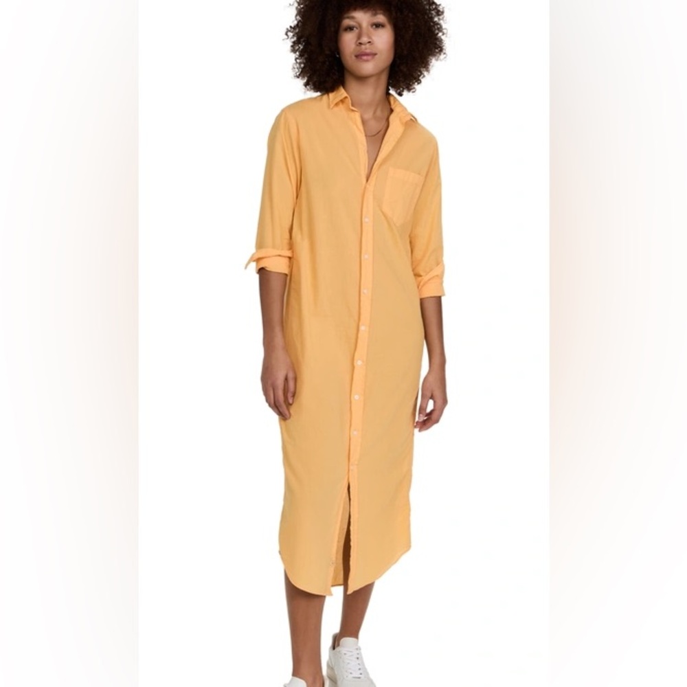 NEW FRANK & EILEEN rory woven long dress in honeysuckle organic voile